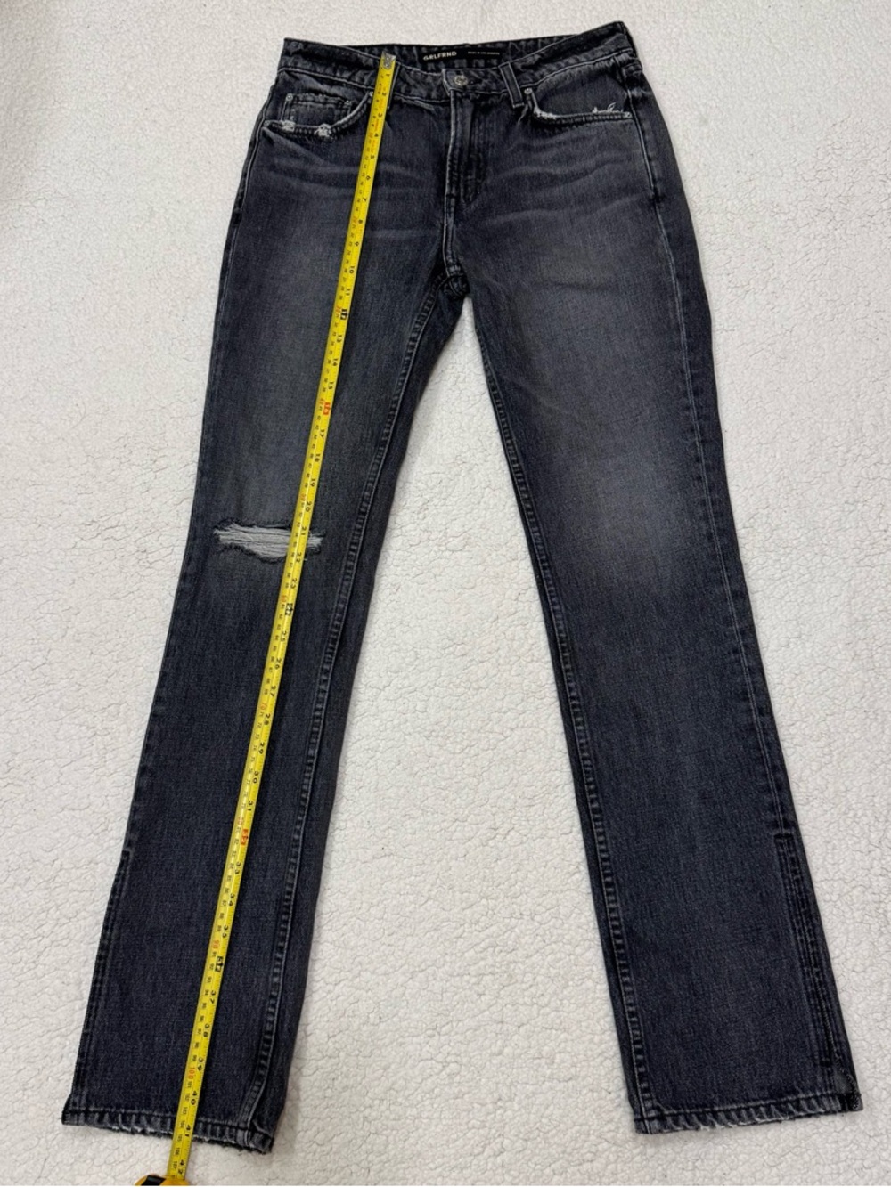 GRLFRND Hailey Low Rise Slim Boot With Slit Empire State Black $235 Size 26 - Picture 3 of 10
